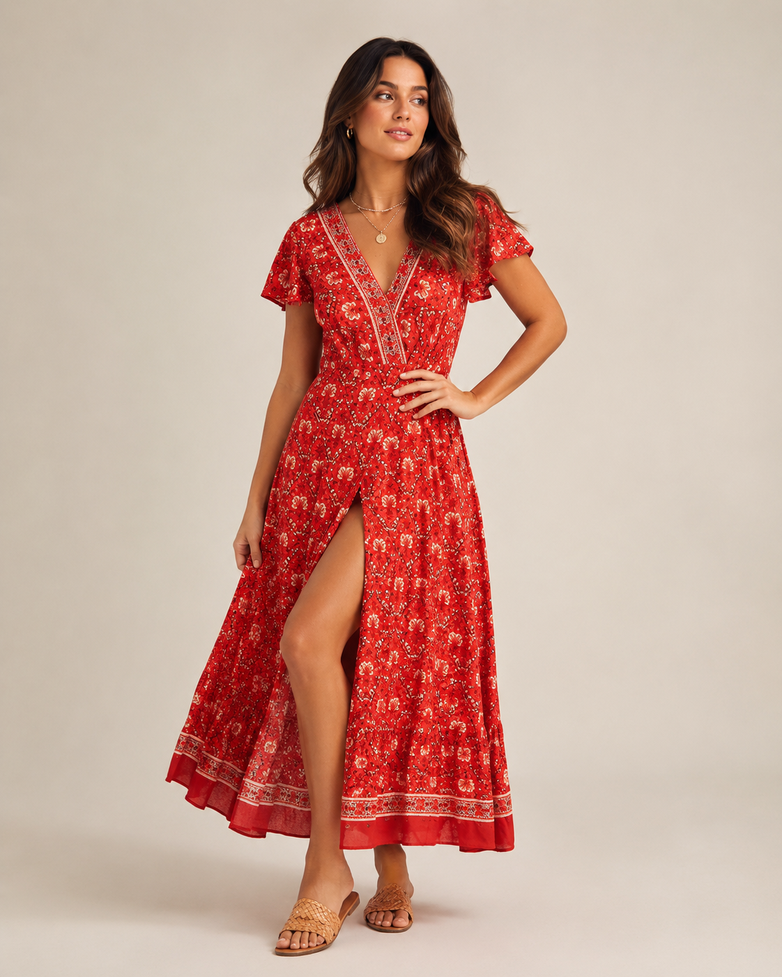 Fernanda | Boho Wrap High Split Maxi Dress