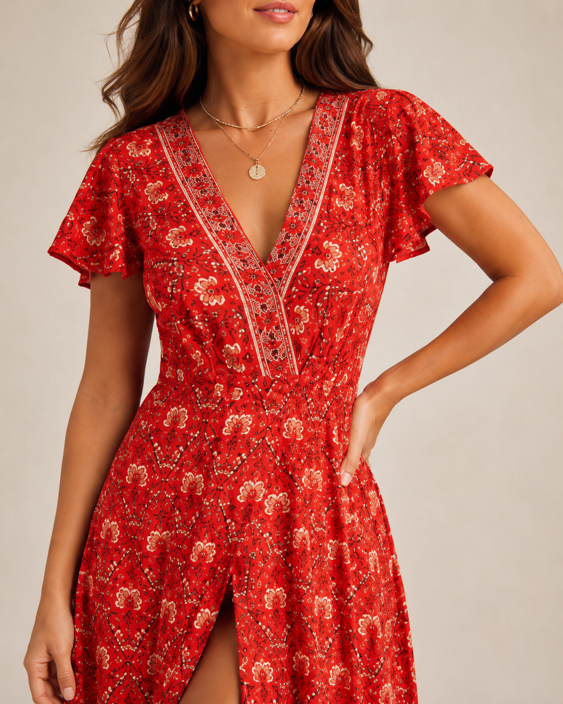Fernanda | Boho Wrap High Split Maxi Dress