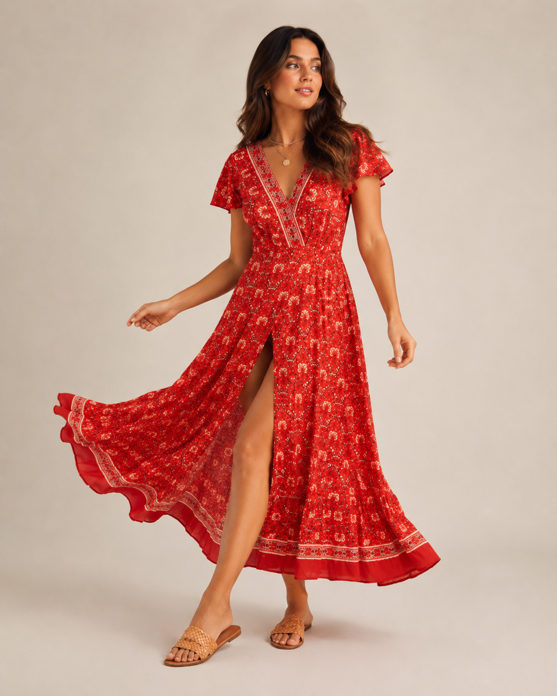 Fernanda | Boho Wrap High Split Maxi Dress