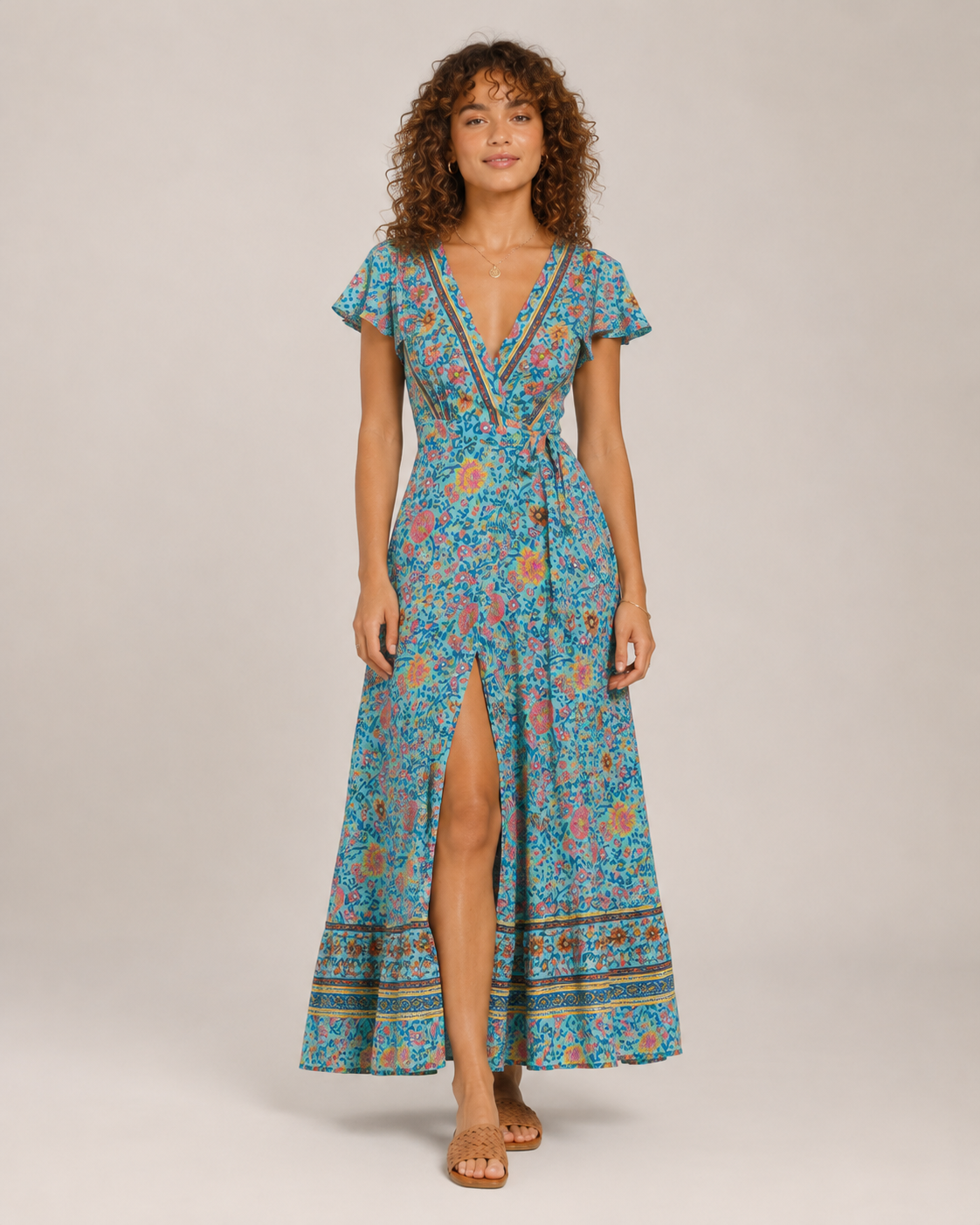 Ellie | Boho Wrap High Split Maxi Dress