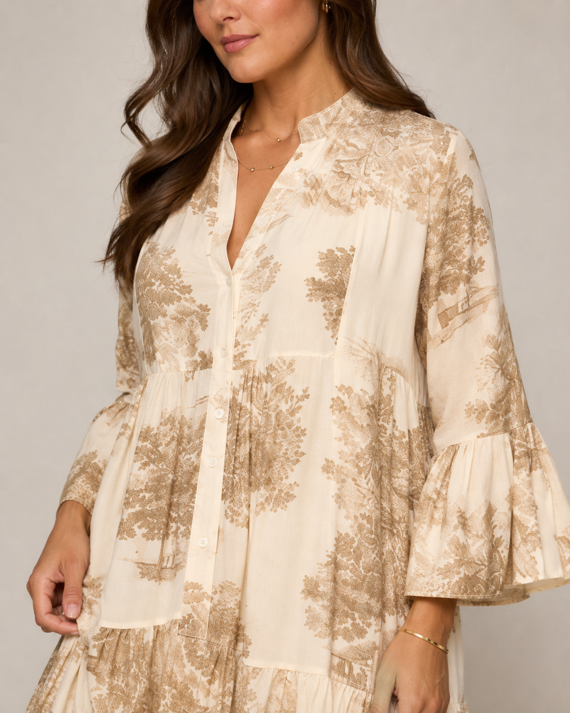 Daniela | Printed Button-Front Maxi Dress with Pockets