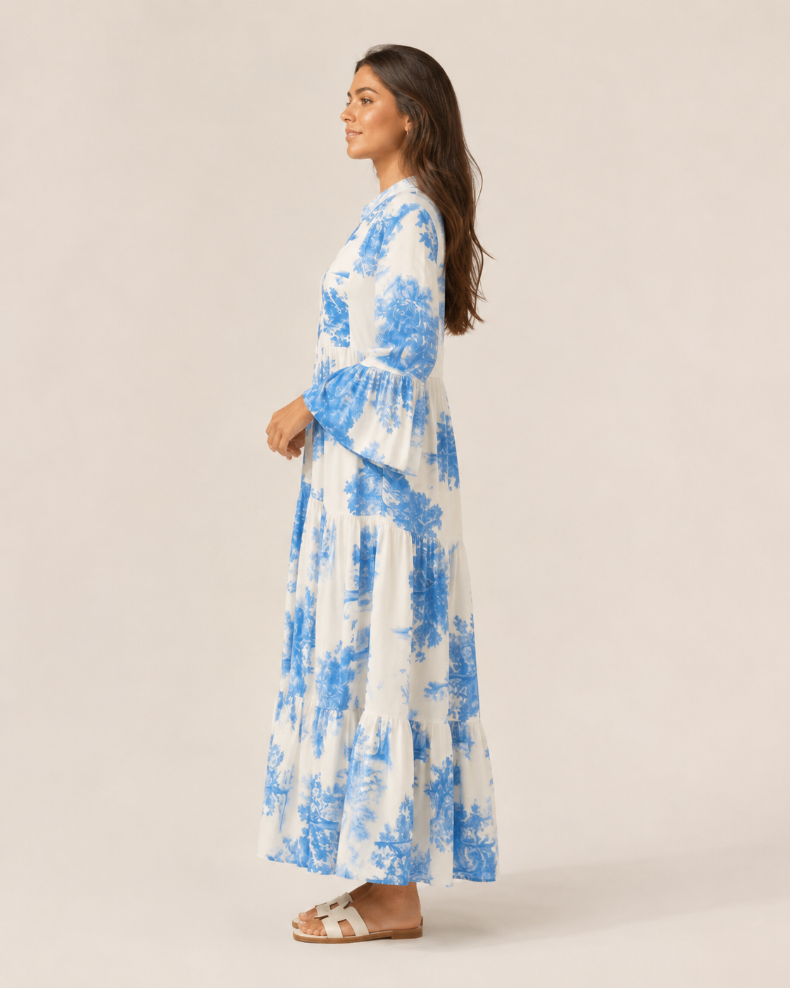 Daniela | Printed Button-Front Maxi Dress with Pockets