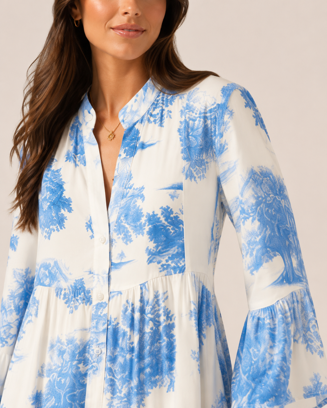 Daniela | Printed Button-Front Maxi Dress with Pockets