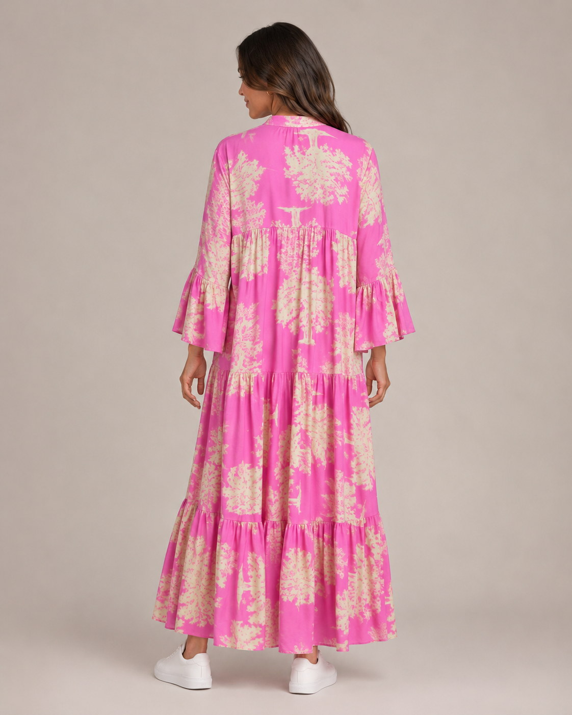 Daniela | Printed Button-Front Maxi Dress with Pockets