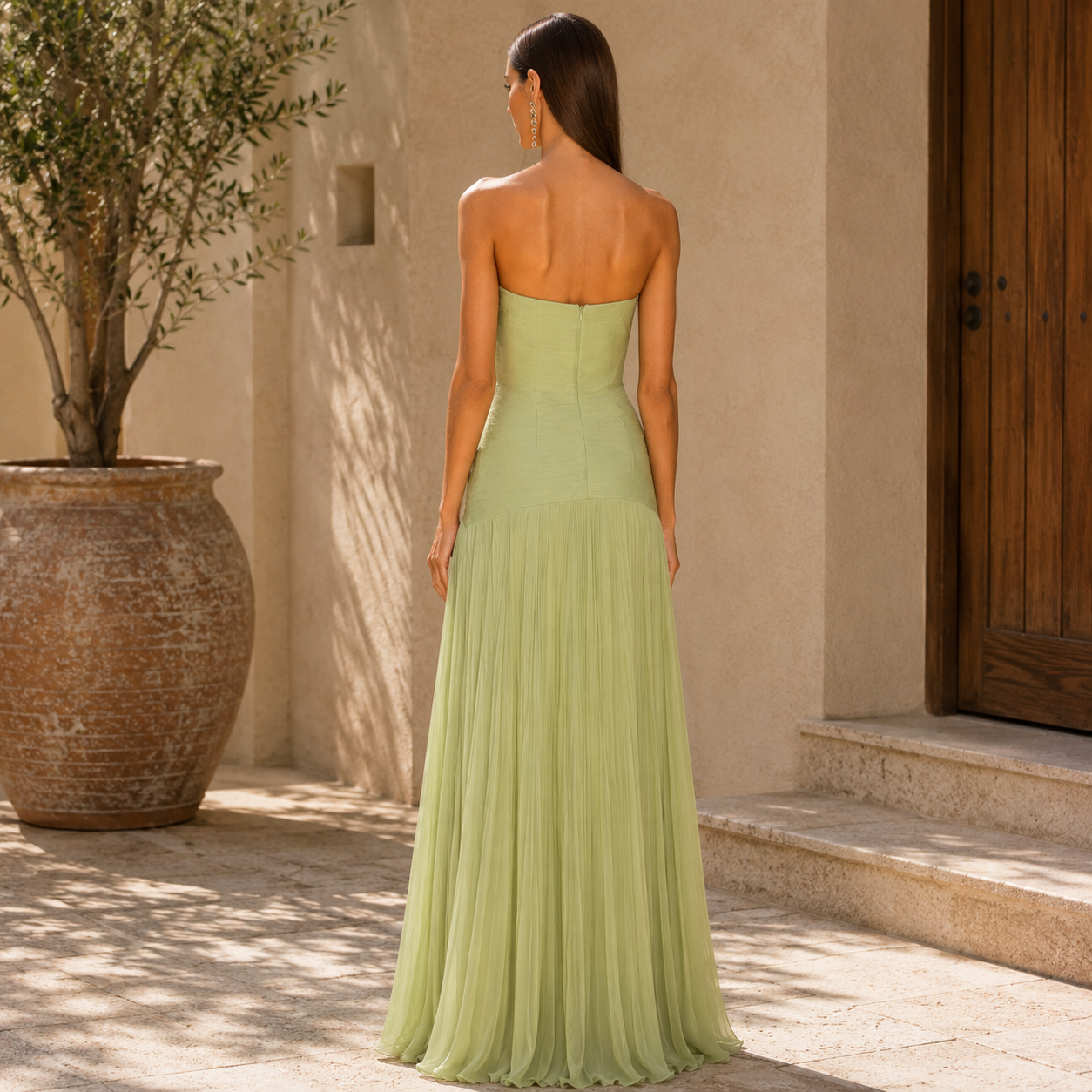 Nadia | Off-Shoulder Pleated Maxi Dress