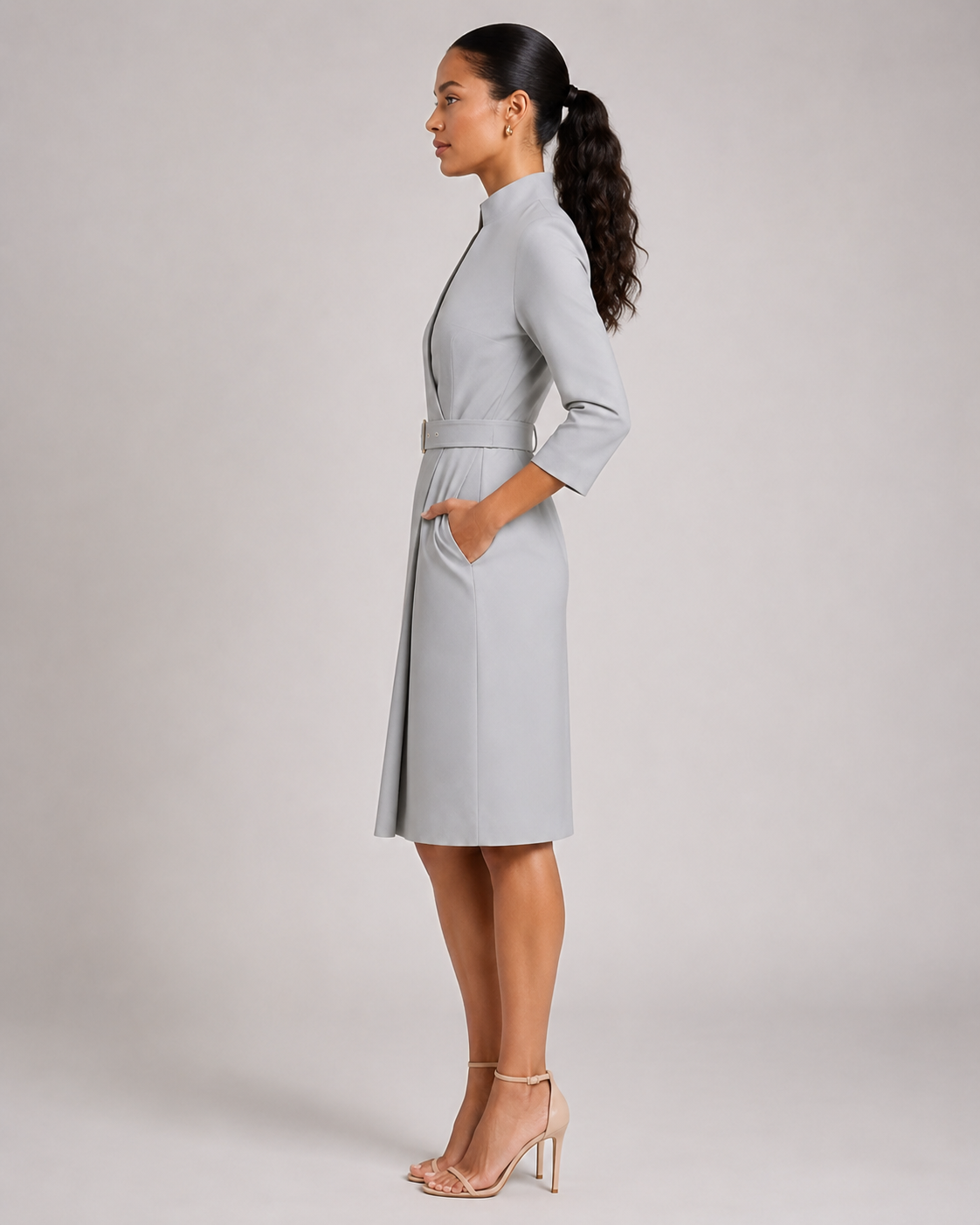 Juliette | Belted Long Sleeve Midi Dress