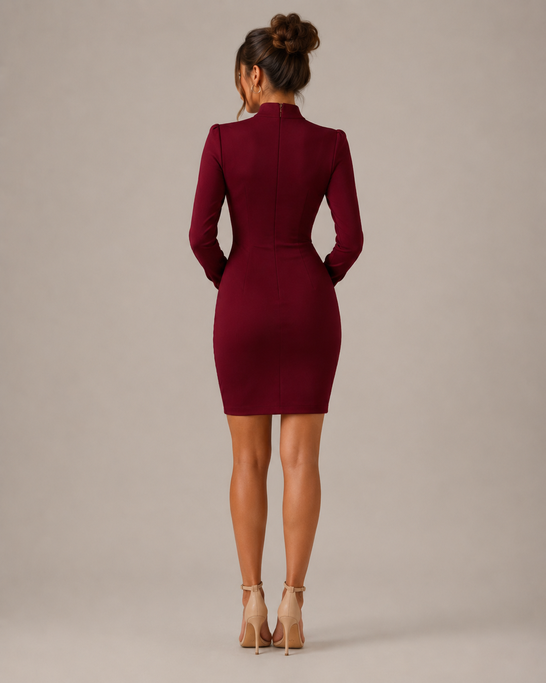 Scarlett | High Neck Long Sleeve Midi Dress