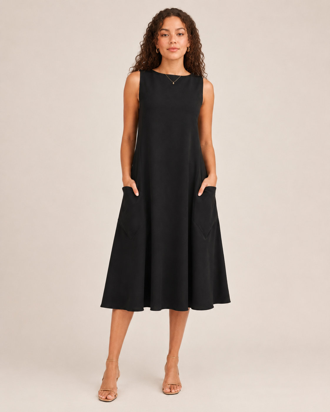 Paige | Monochrome Round Neck Midi Dress