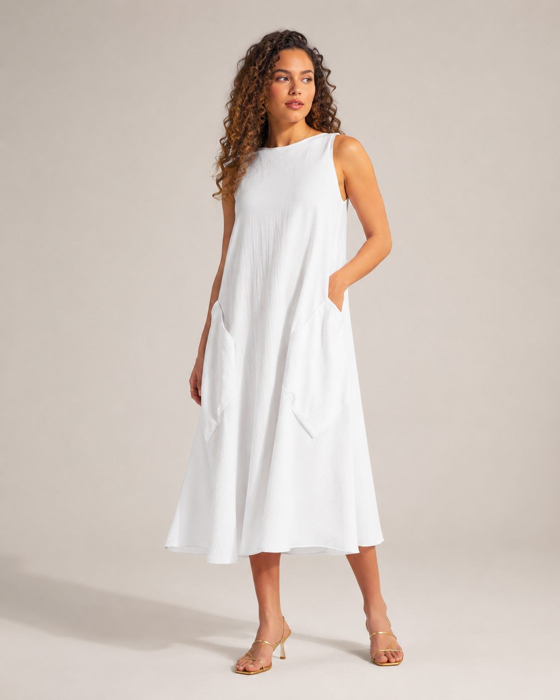 Paige | Monochrome Round Neck Midi Dress