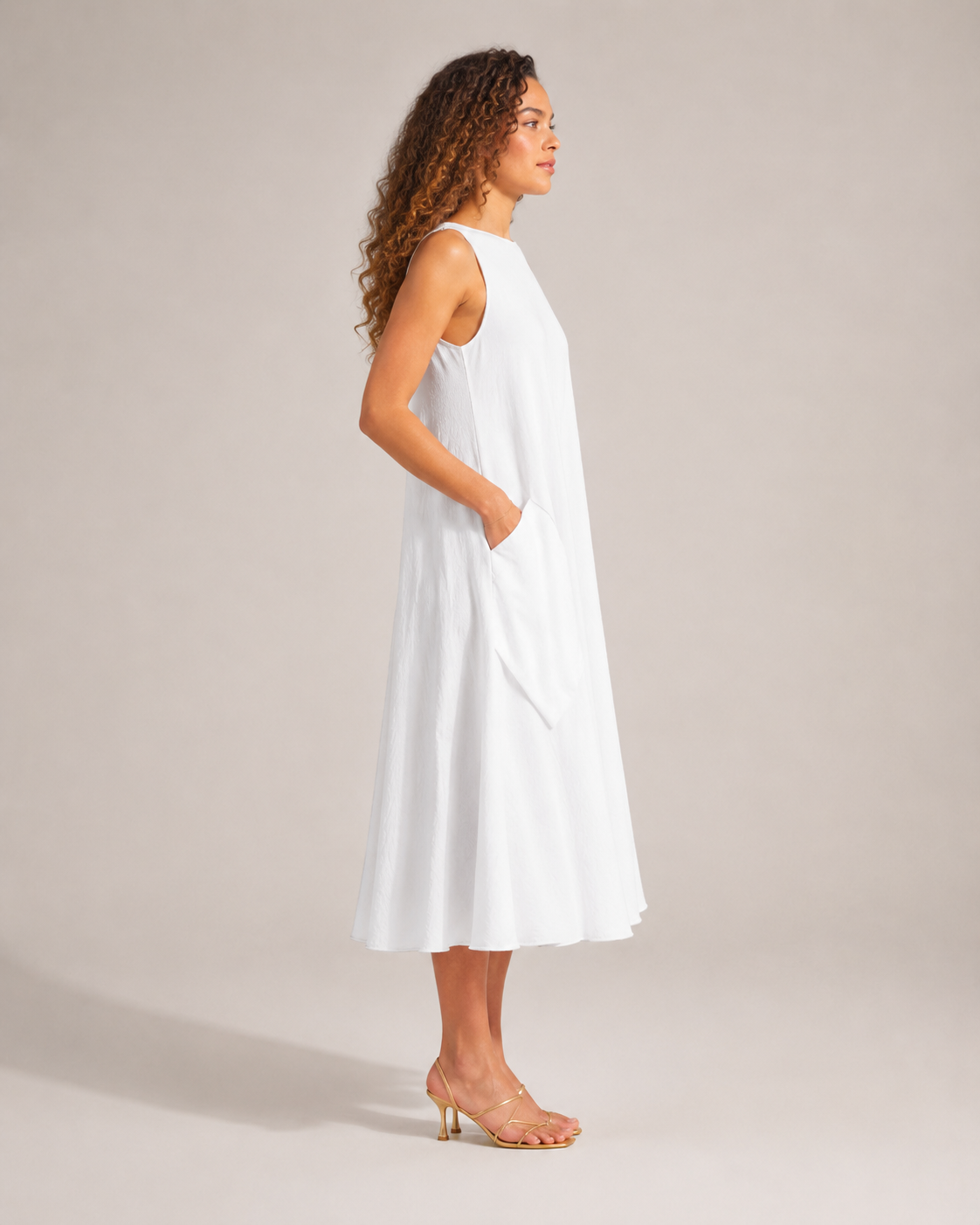 Paige | Monochrome Round Neck Midi Dress