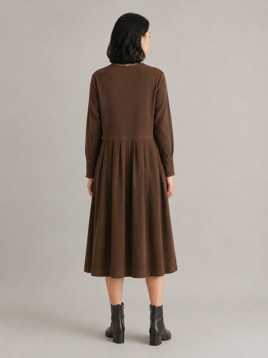 Liv | Long Sleeve Cotton-Blend Midi Dress