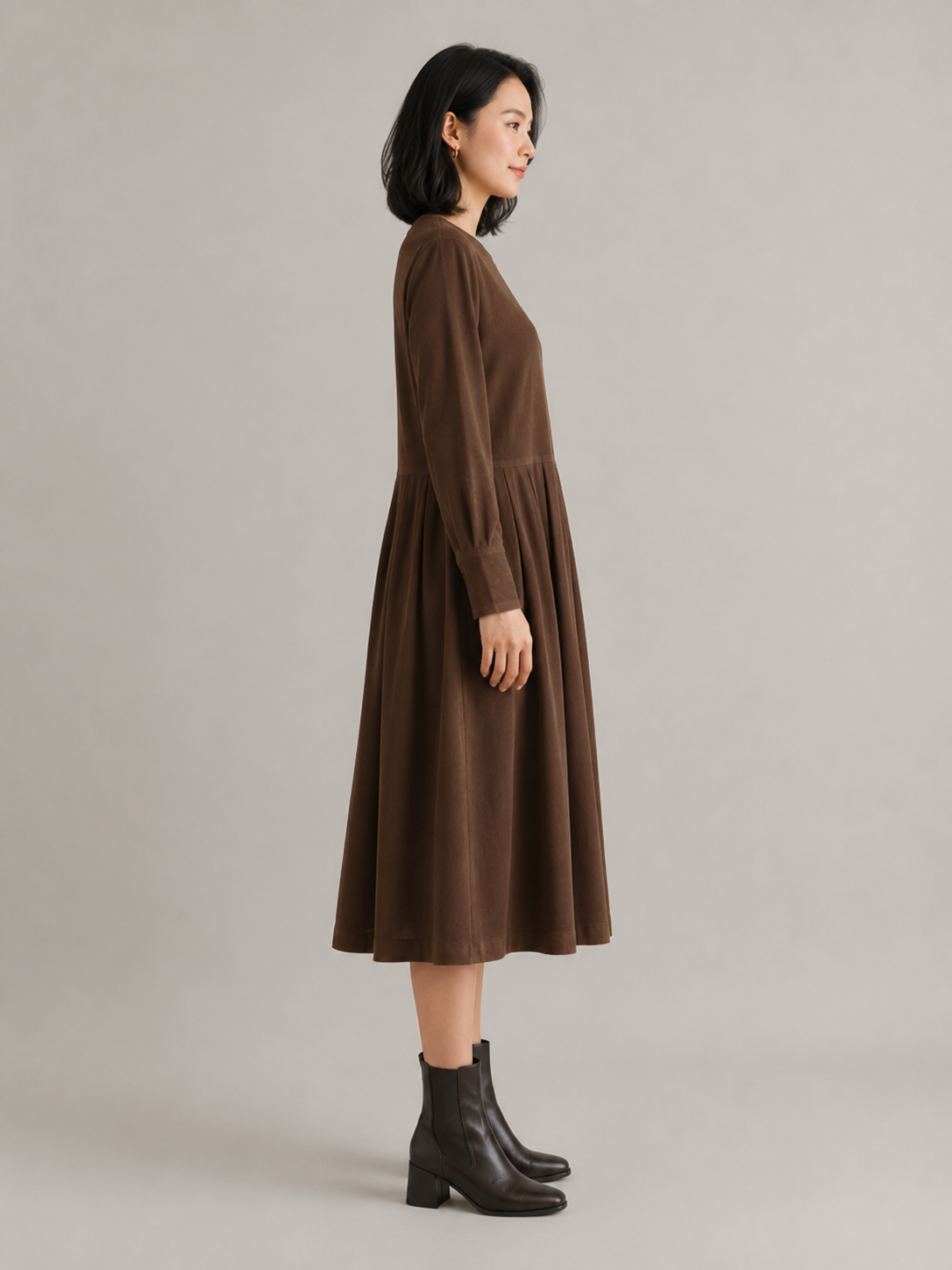 Liv | Long Sleeve Cotton-Blend Midi Dress