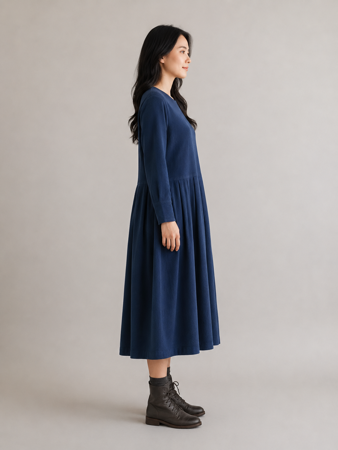 Liv | Long Sleeve Cotton-Blend Midi Dress