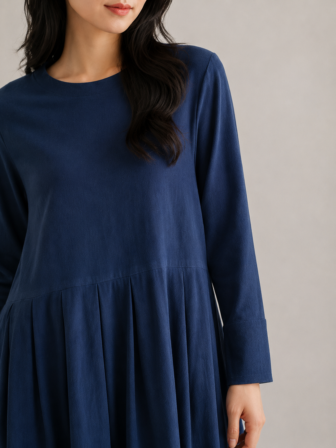 Liv | Long Sleeve Cotton-Blend Midi Dress