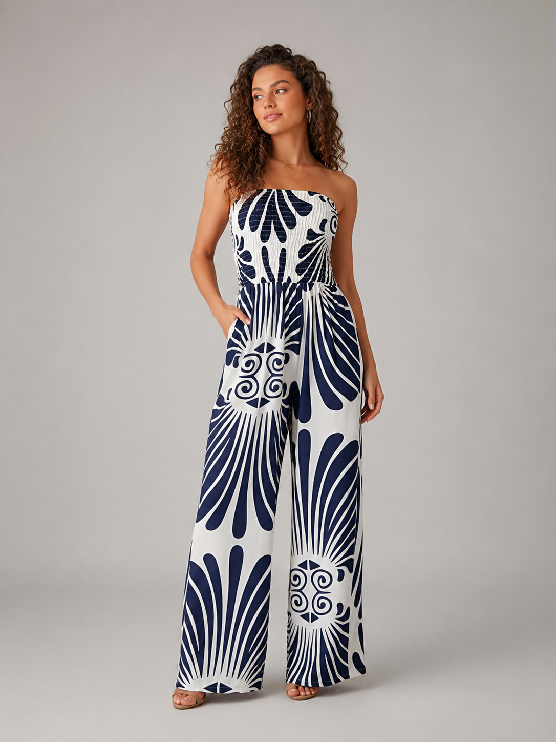 Jimena | Strapless Printed Ruched Maxi Dress