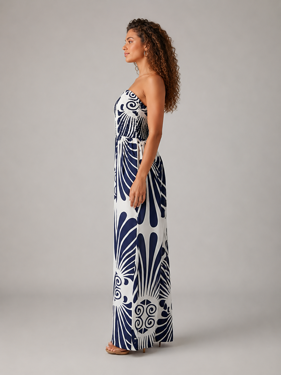 Jimena | Strapless Printed Ruched Maxi Dress