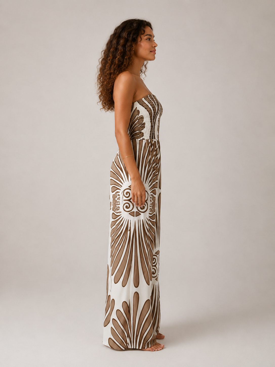 Jimena | Strapless Printed Ruched Maxi Dress