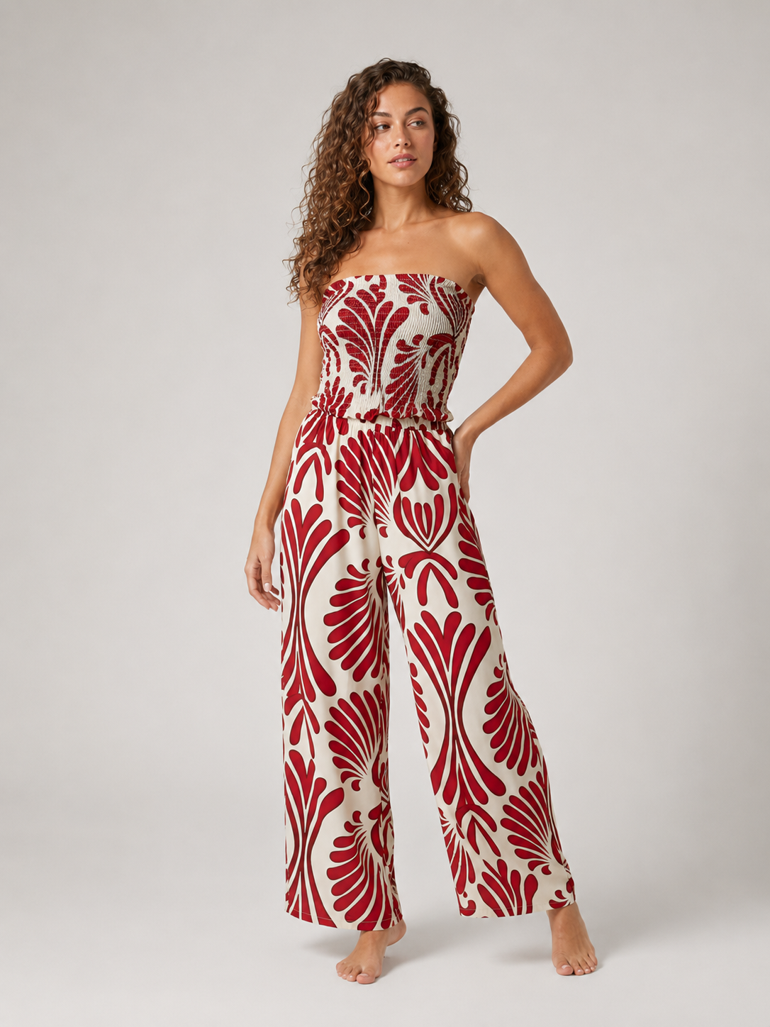 Jimena | Strapless Printed Ruched Maxi Dress