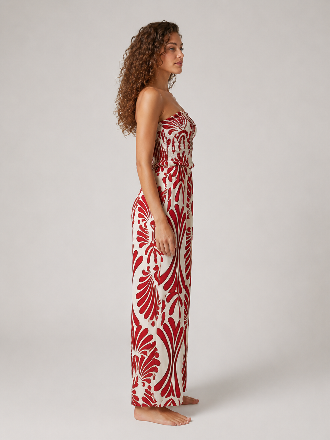 Jimena | Strapless Printed Ruched Maxi Dress