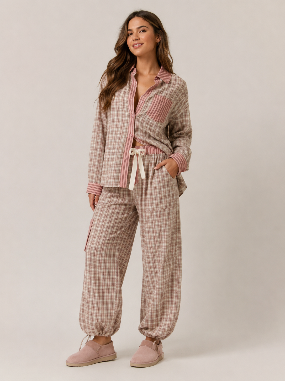 Marlowe | Long Sleeve Contrast-Trim Pyjama Set