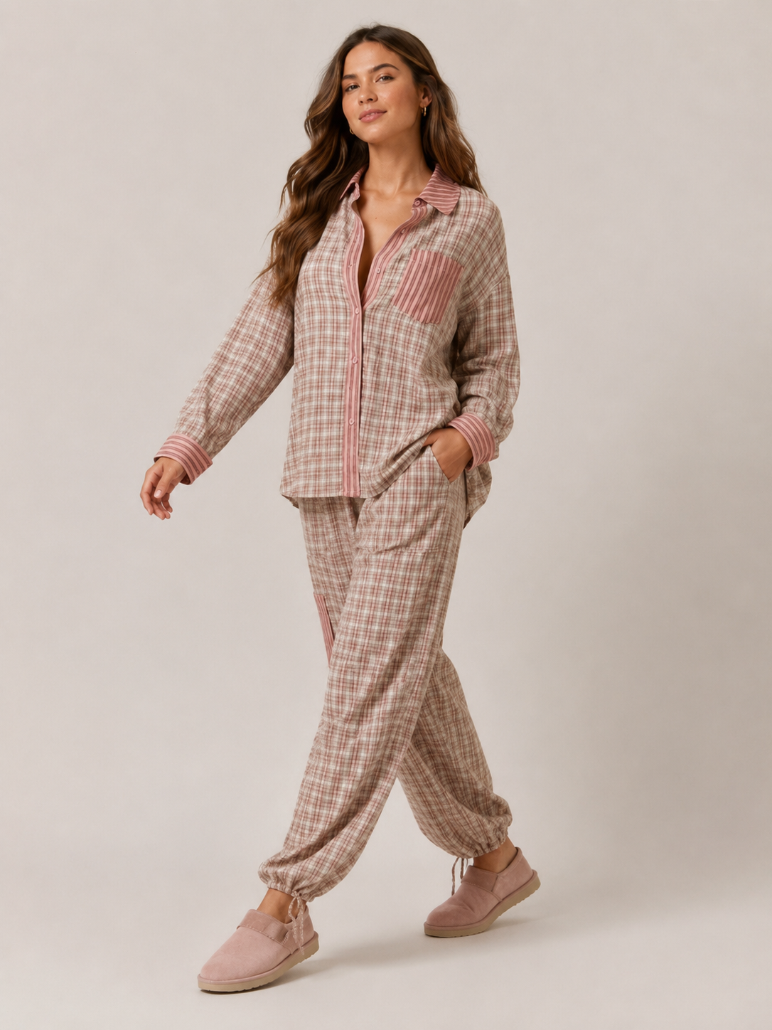 Marlowe | Long Sleeve Contrast-Trim Pyjama Set