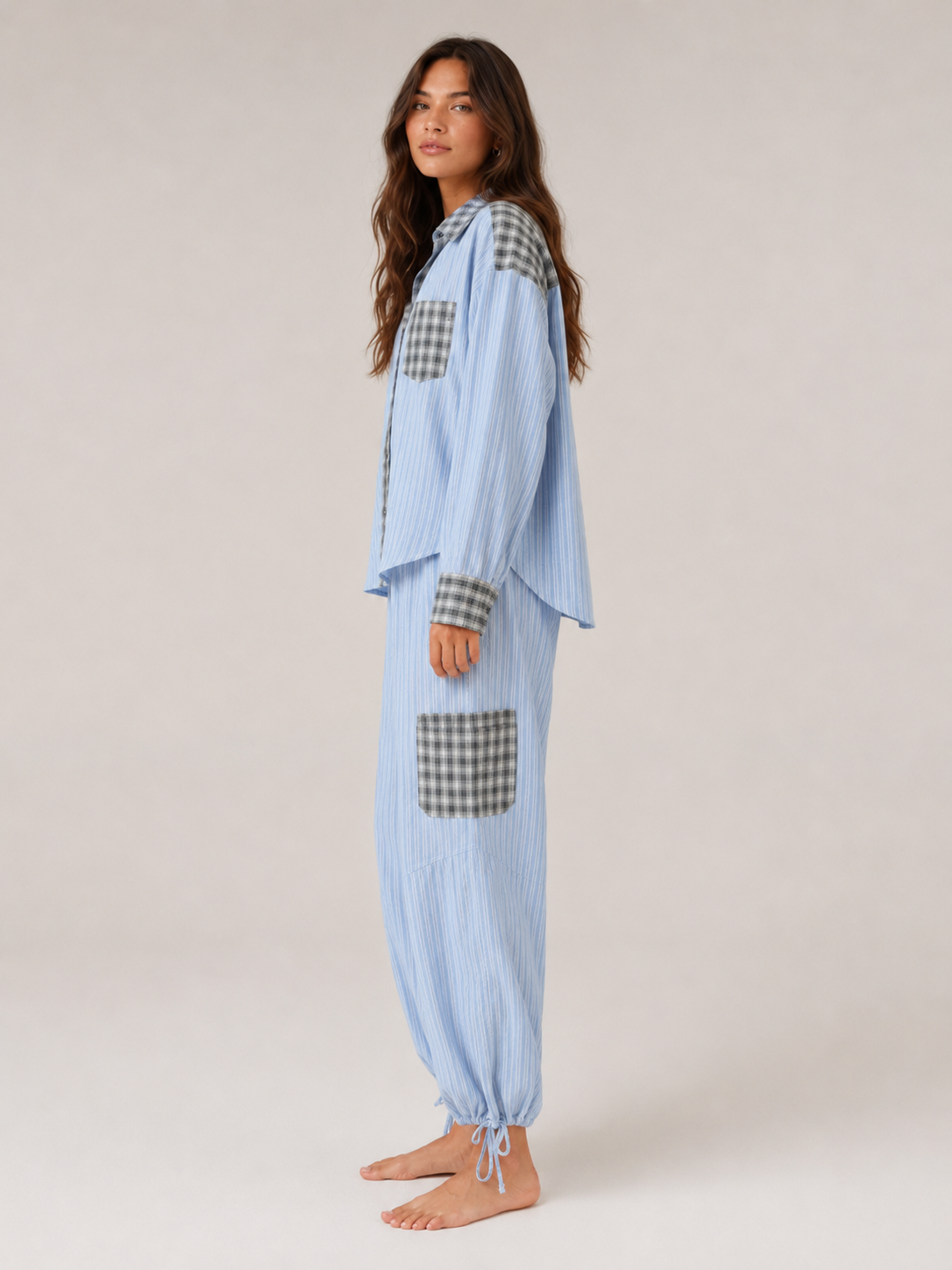 Marlowe | Long Sleeve Contrast-Trim Pyjama Set