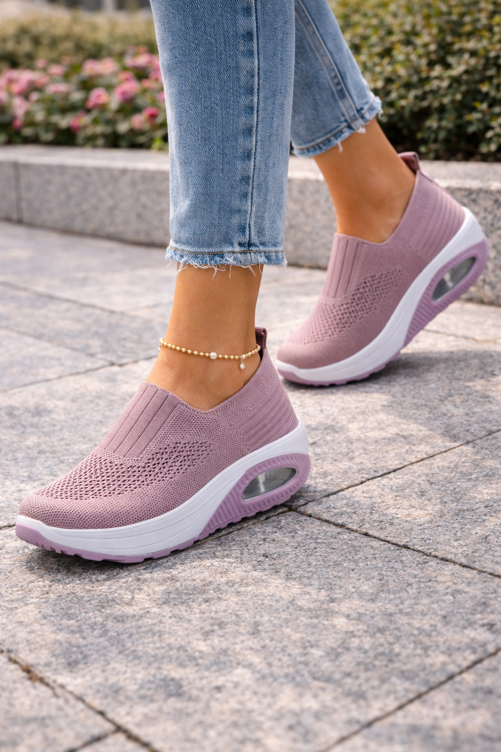 Delphine | Knit Slip-On Cushioned Walking Shoes