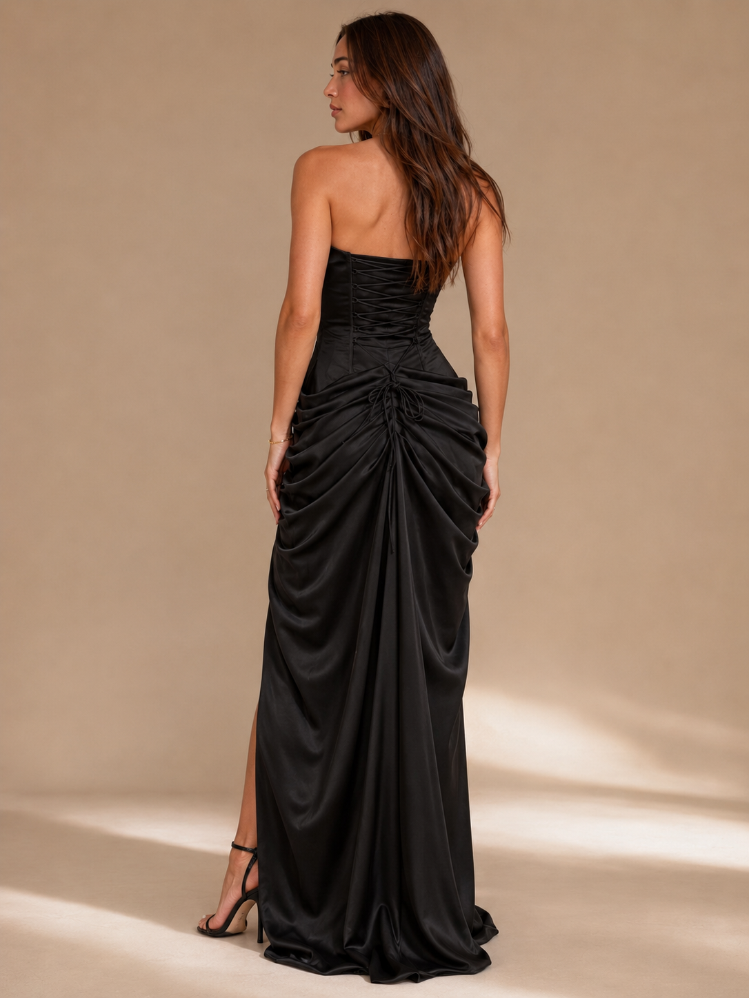 Everly | Strapless Draped Split Maxi Dress