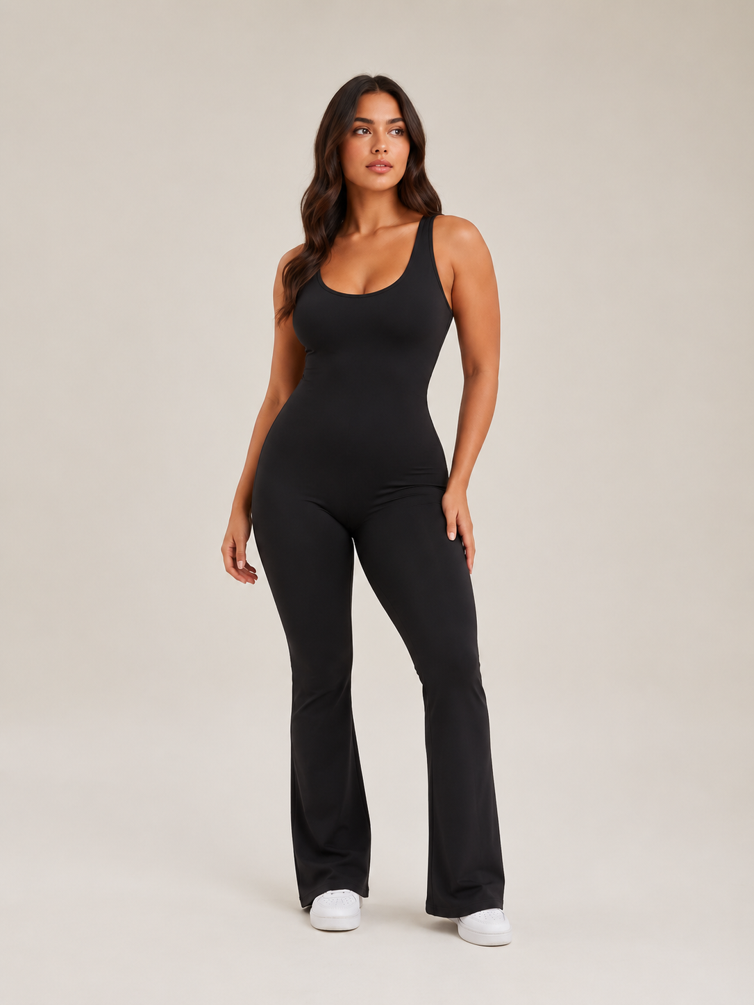 Greta | Open-Back Slim-Fit Straight-Leg Jumpsuit