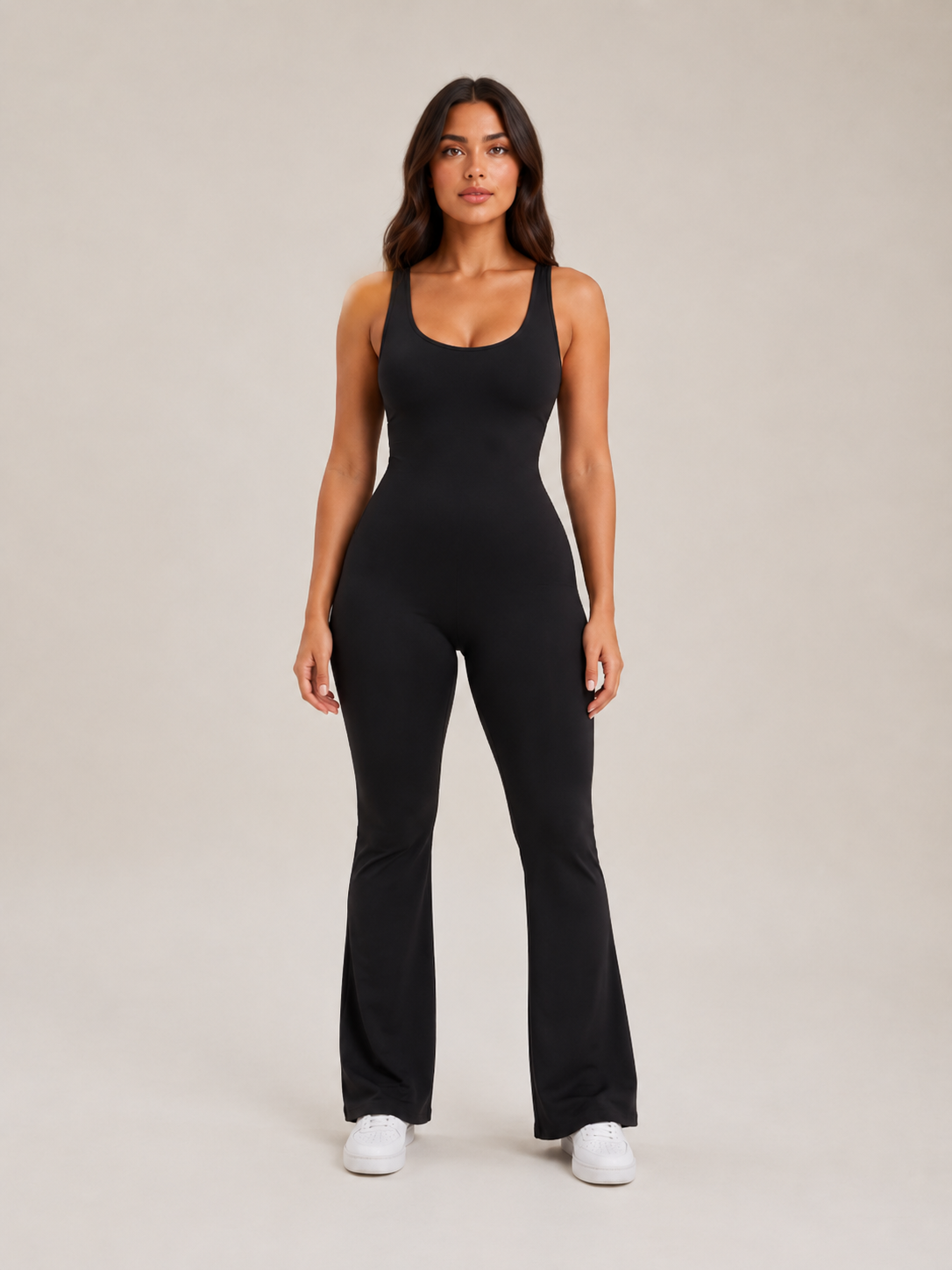 Greta | Open-Back Slim-Fit Straight-Leg Jumpsuit