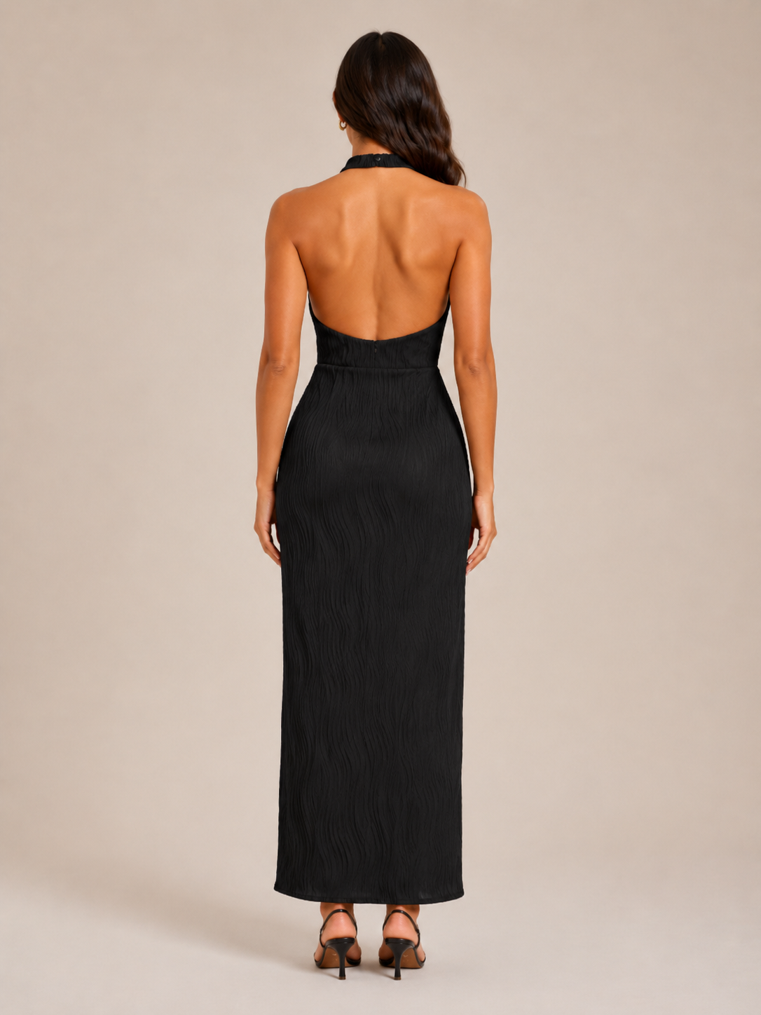 Josie | Halter Neck Open Back Maxi Dress with Split