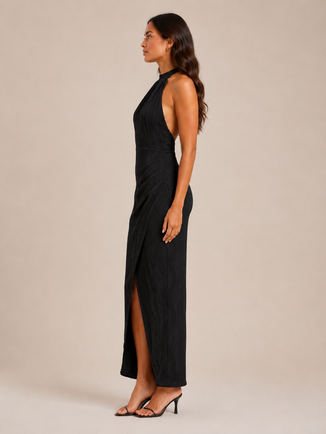 Josie | Halter Neck Open Back Maxi Dress with Split