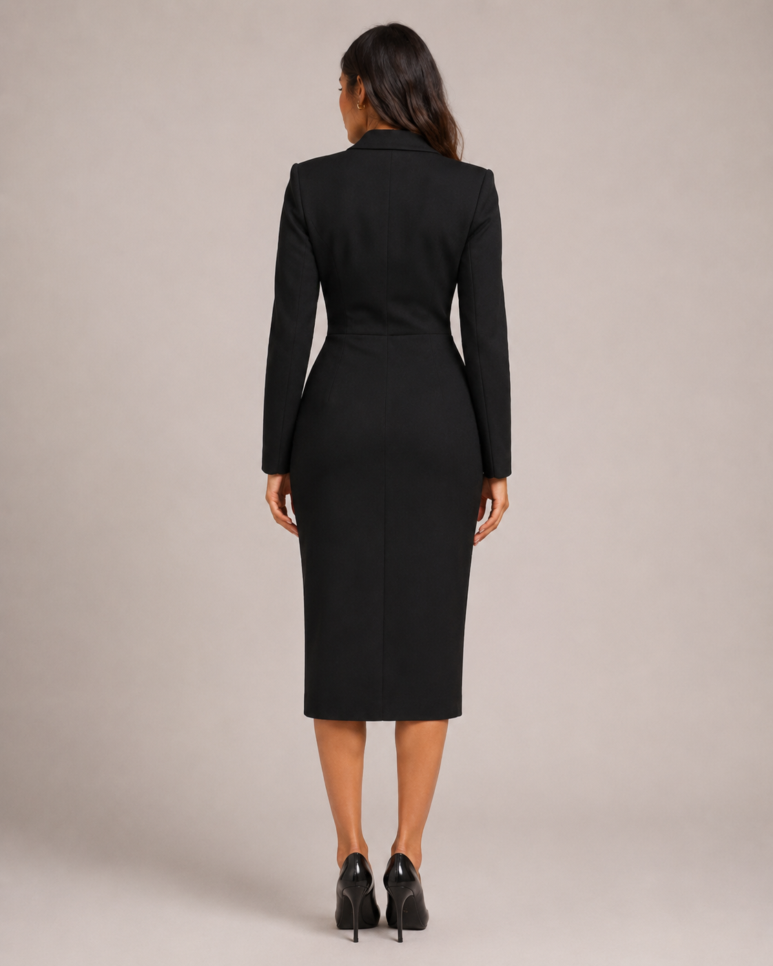 Leandra | Below-Knee Button-Front Blazer Dress