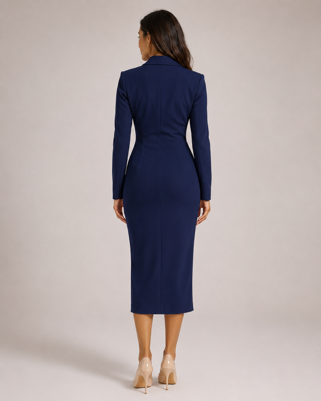Leandra | Below-Knee Button-Front Blazer Dress