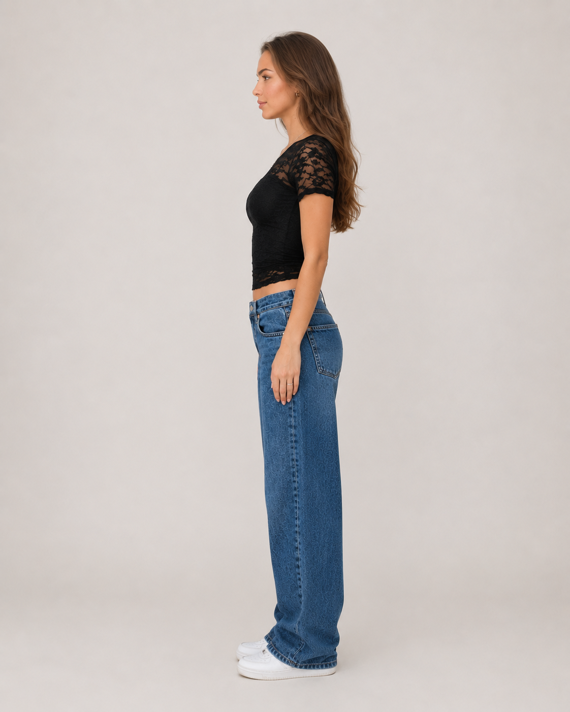 Josie | Floral Lace Sleeve Cropped Top