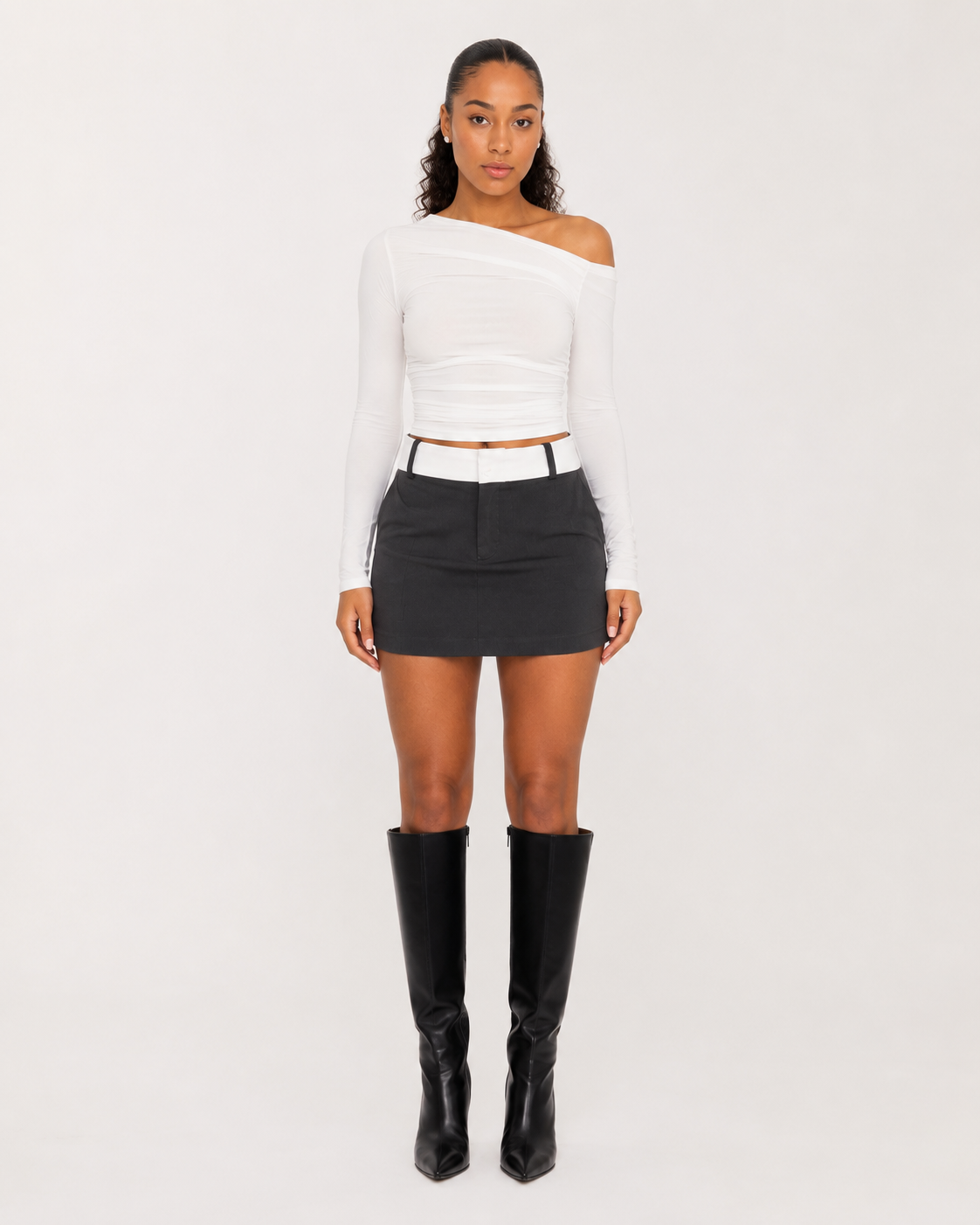 Violet | Asymmetric One Shoulder Ruched Crop Top