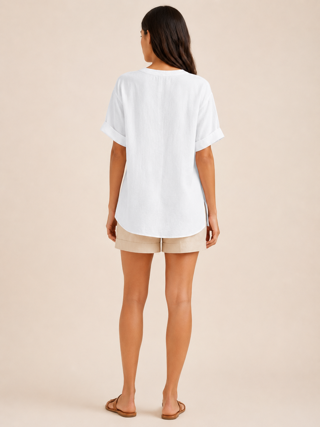 Bianca | Button-Front Cotton-Linen Blend Blouse