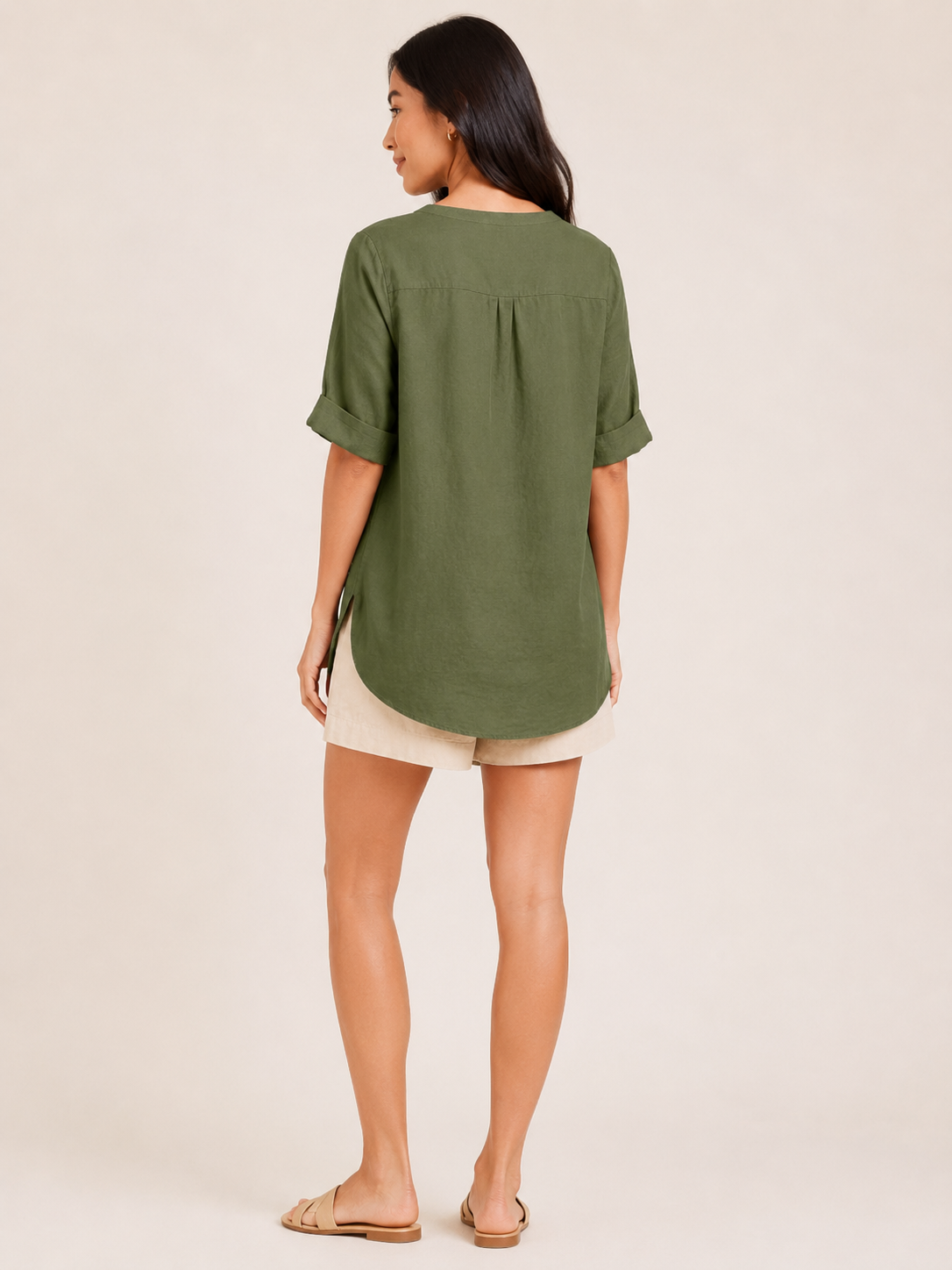 Bianca | Button-Front Cotton-Linen Blend Blouse