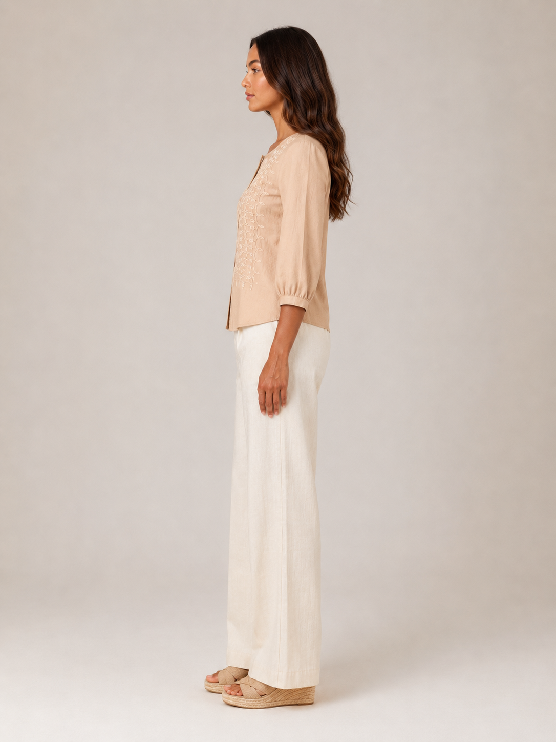 Hadley | Embroidered Button-Front Blouse