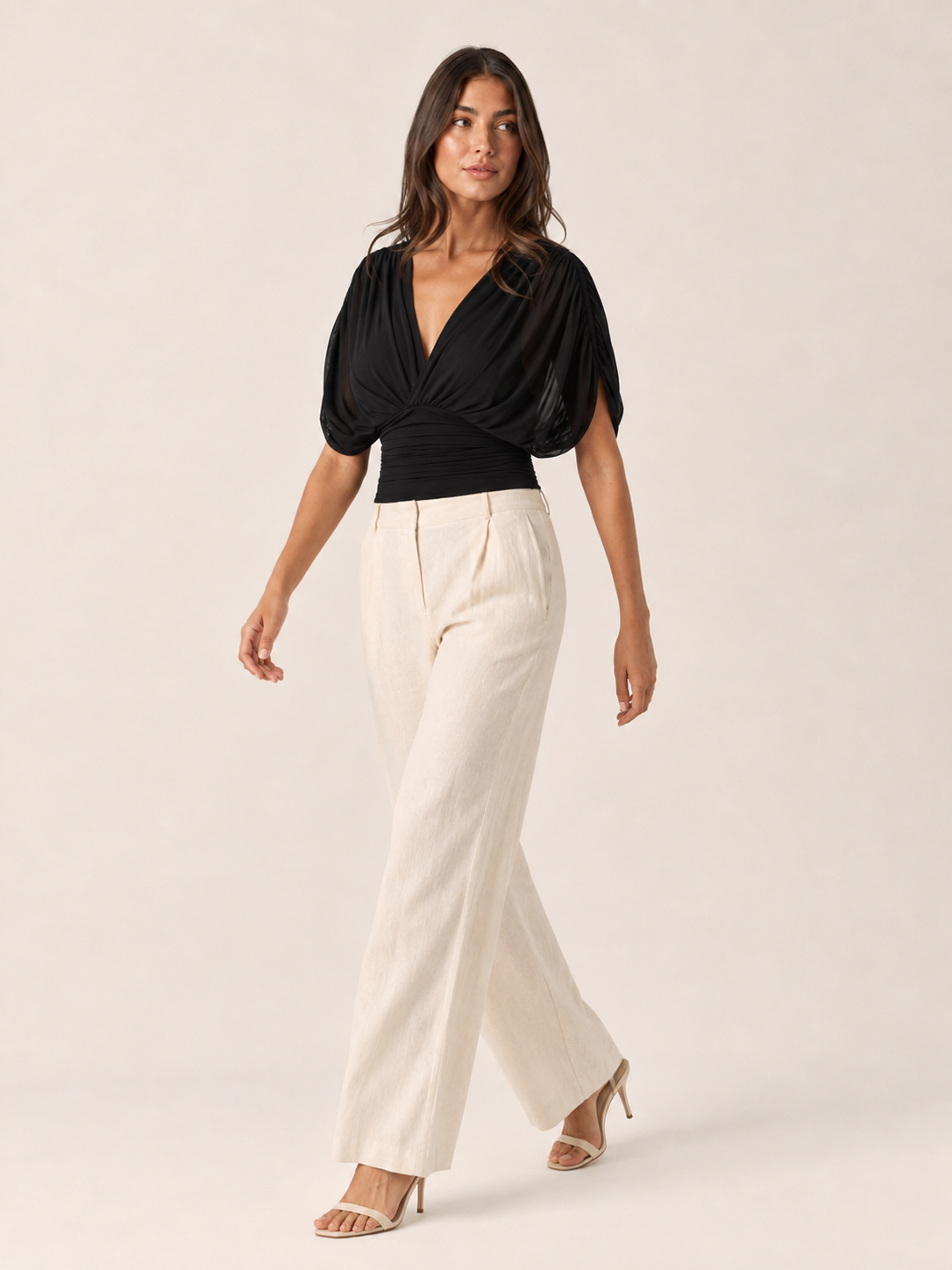 Jimena | V-Neck Draped Sleeve Top