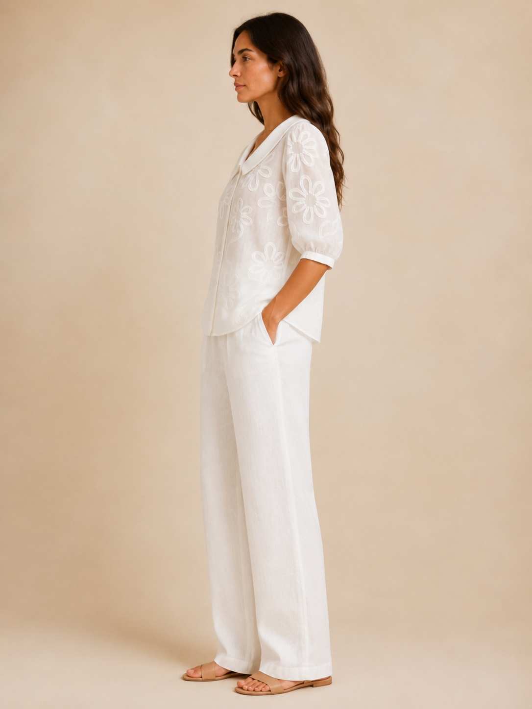 Vera | Floral Embroidered Round Collar Blouse