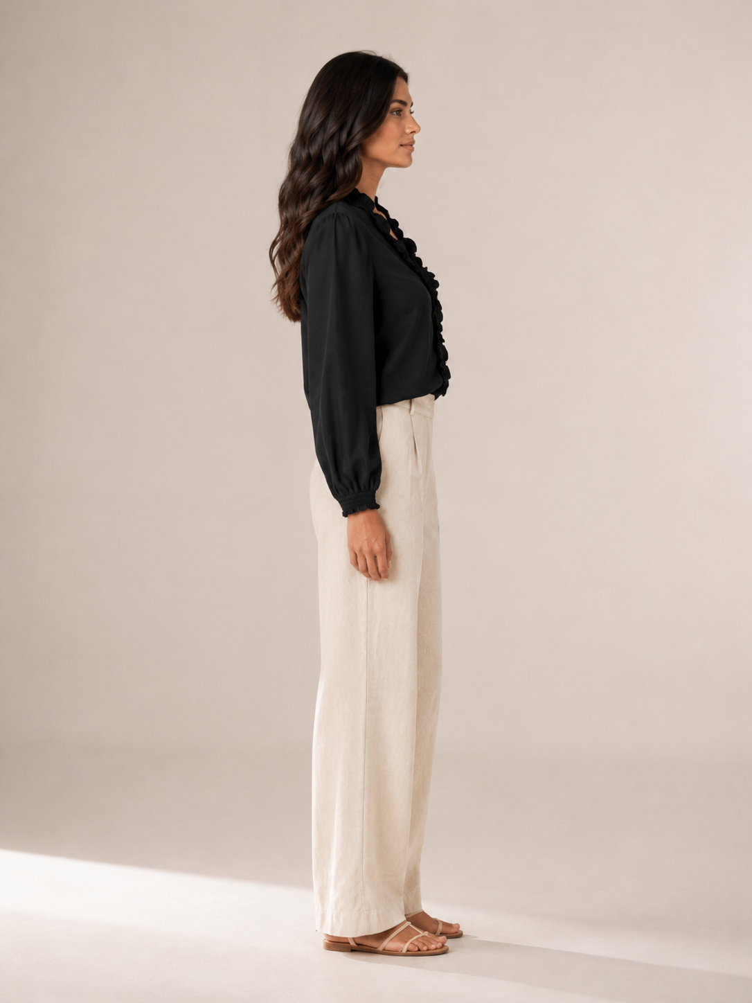 Emerson | Ruffle V-Neck Long Sleeve Blouse
