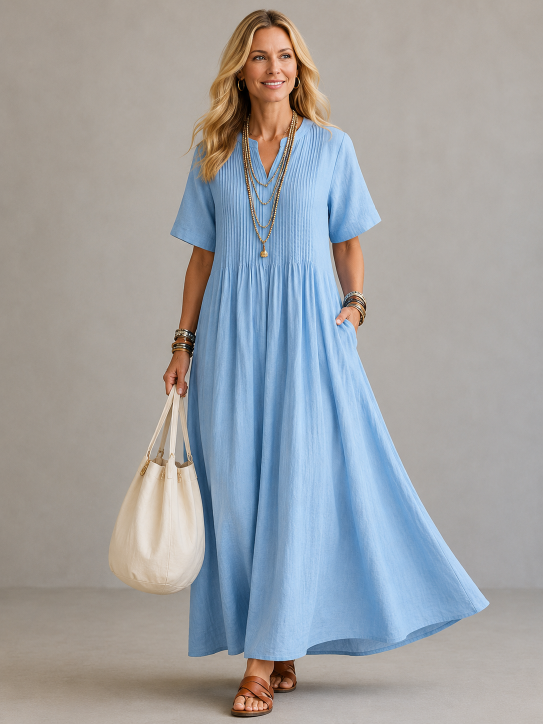 Plisse | Flowy Pleated Midi Dress