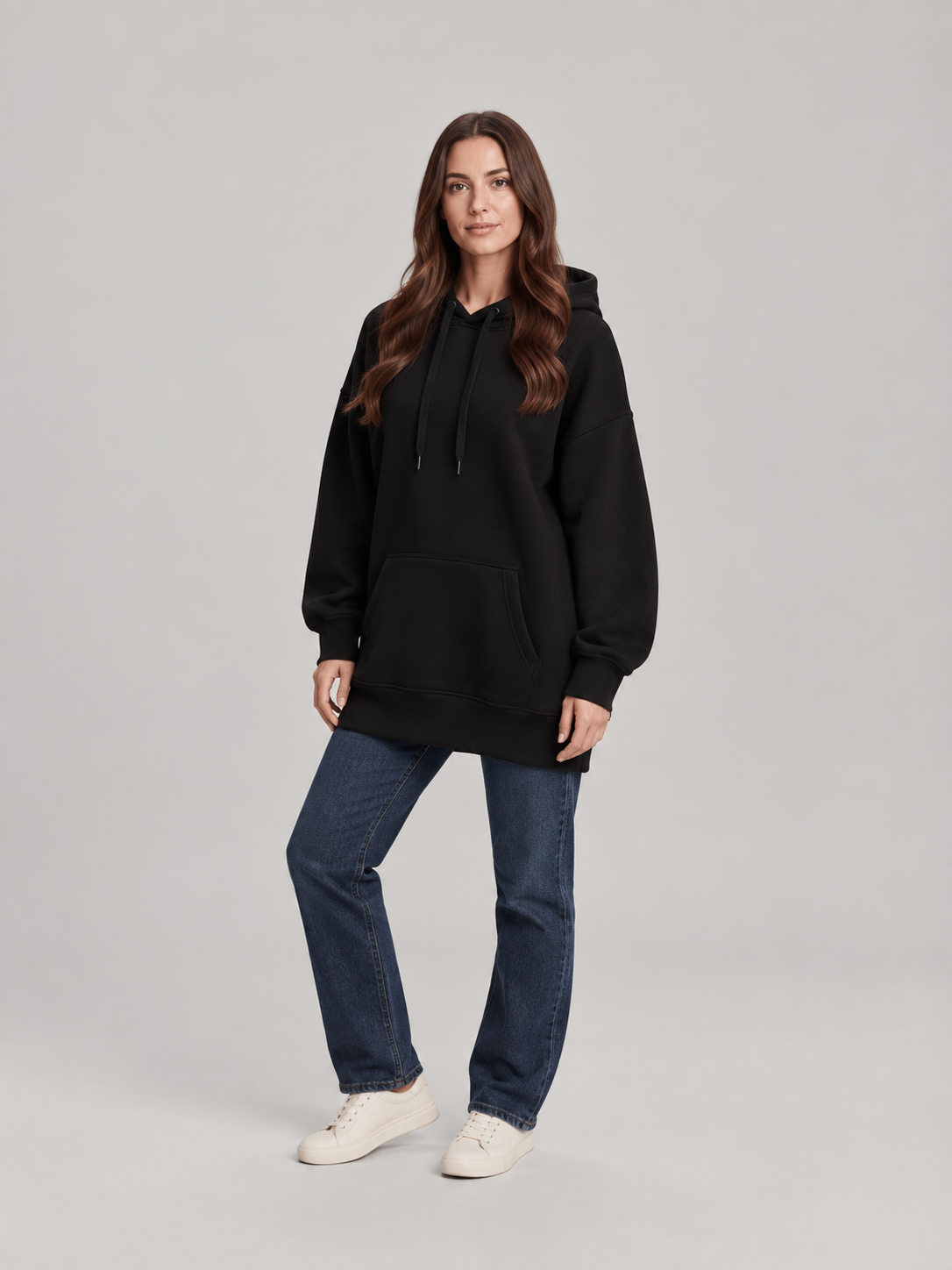 Harlow | Fleece-Lined Hooded Midi Dress