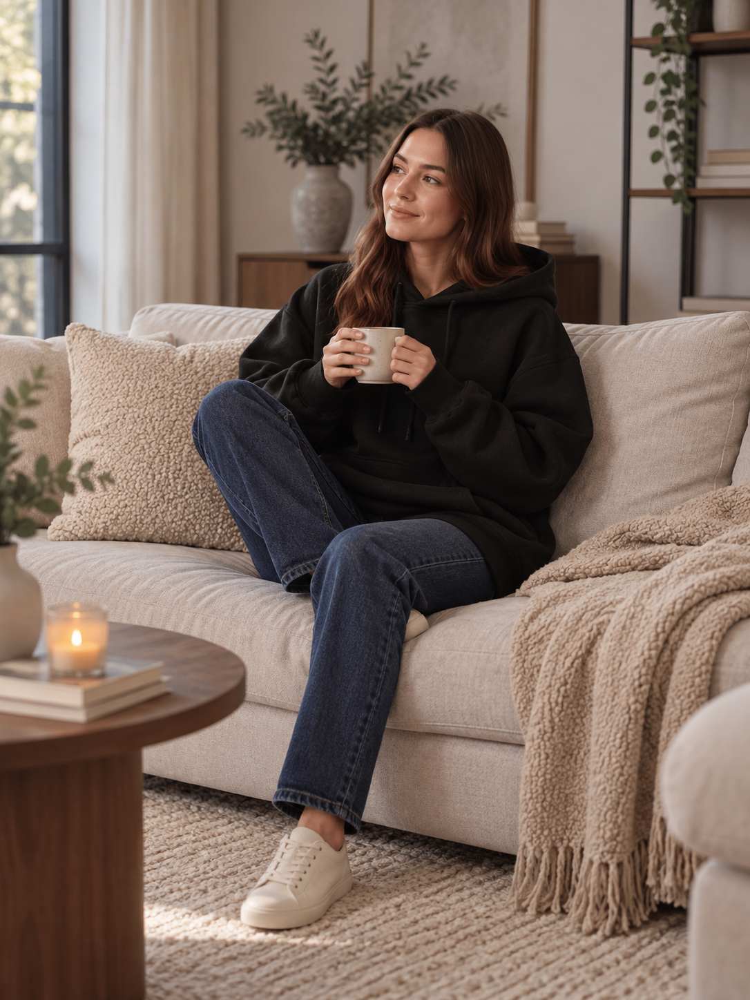 Harlow | Fleece-Lined Hooded Midi Dress