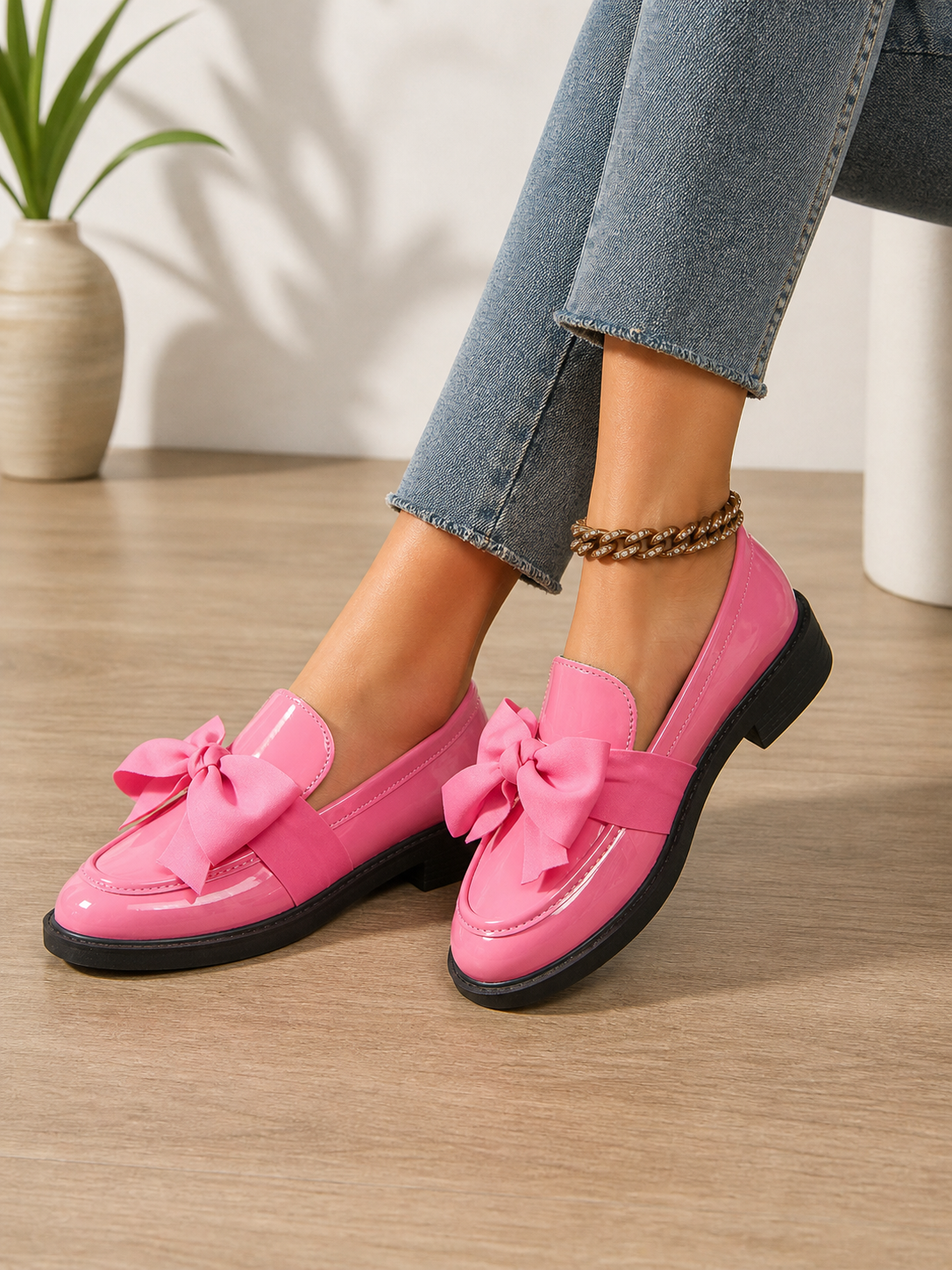 Emerson | Bow Detail Leather-Look Loafers