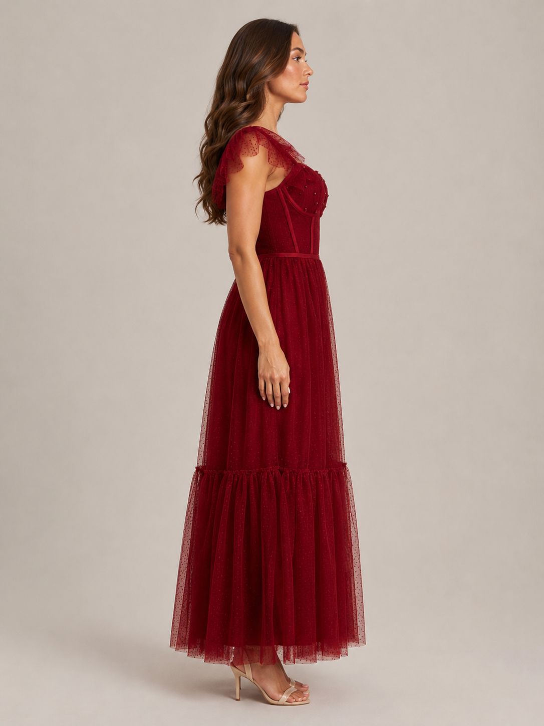Faye | Corset Bodice Tulle Ruffle Maxi Dress