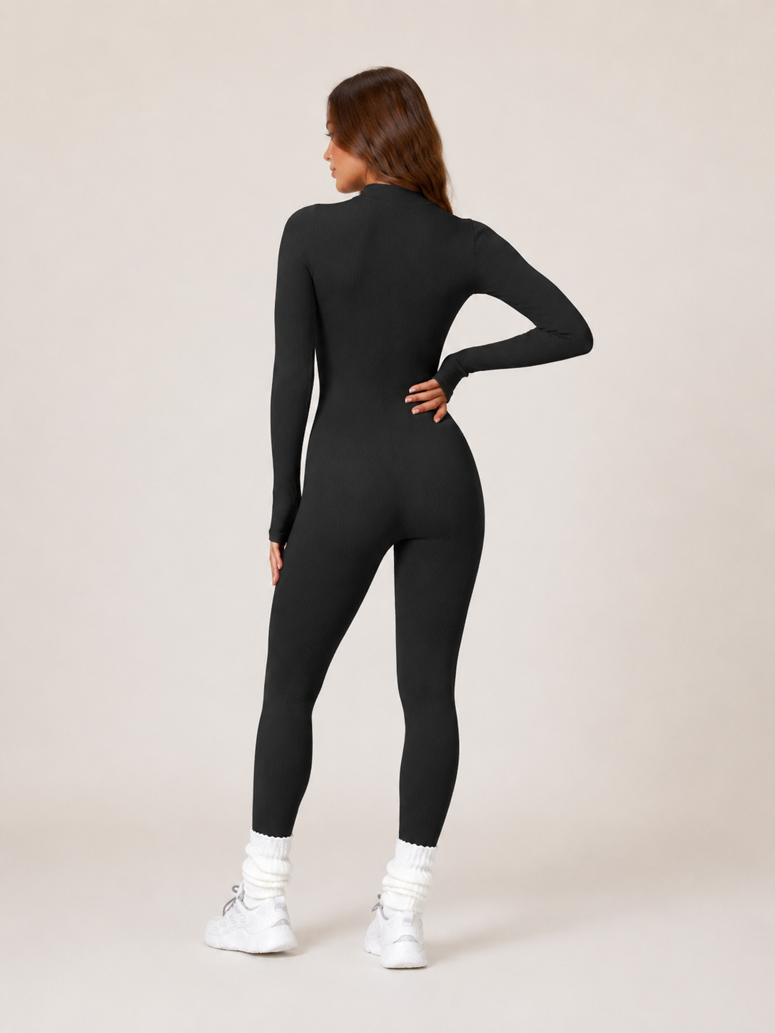 Ines | Long Sleeve Zip-Front Seamless Sports Jumpsuit