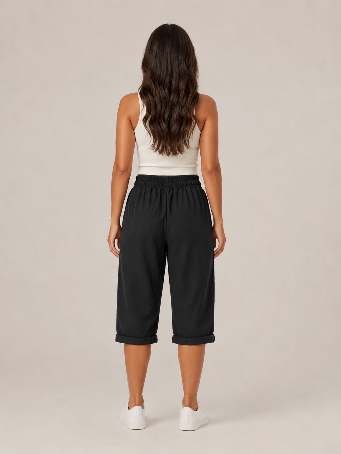 Halle | Wide Leg Culotte Trousers with Elastic Waist