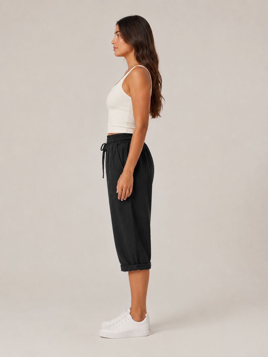 Halle | Wide Leg Culotte Trousers with Elastic Waist